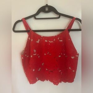 Alice + Olivia Red Floral Crop Top size 8